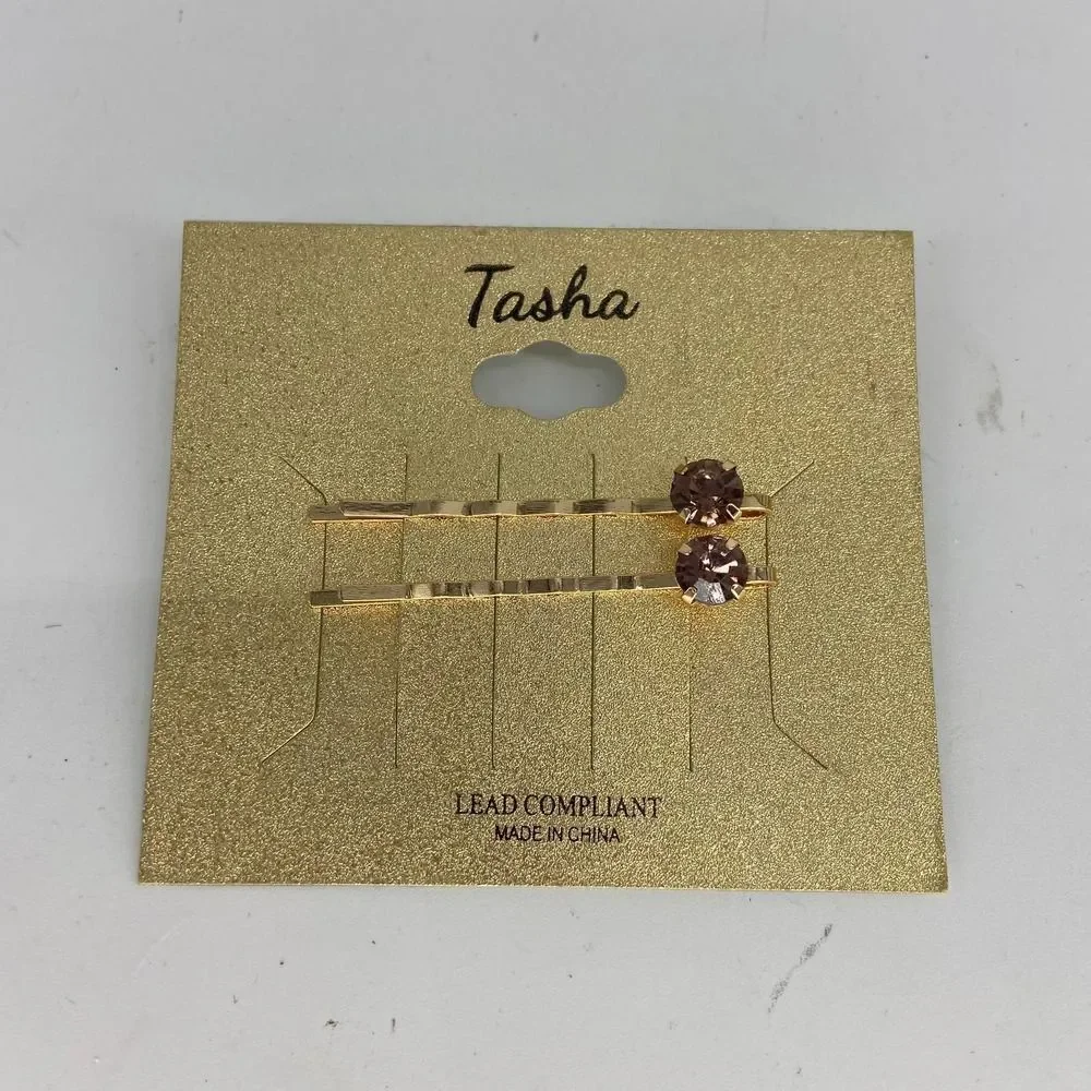 Tasha Purple Clear Pink  Two Set Bobby Pin Jewel New